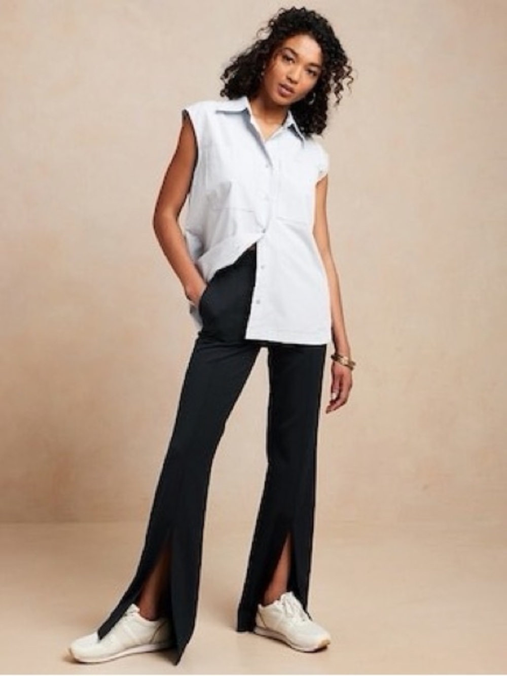 Tall Banana Republic Split Hem Bootcut Trousers | Navy Blue | 6 Tall | 36β Insea